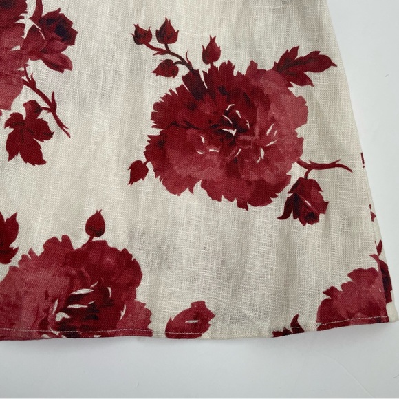 Faithfull The Brand Linen Marais Midi Dress  Cecile Floral Garnet Size 6 - Picture 11 of 16